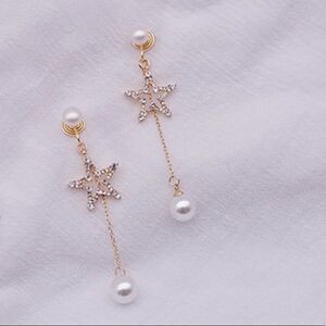 NWT Star Pearl Drop Earrings